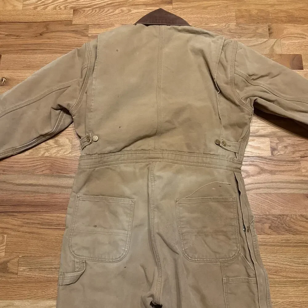 Vintage Carhartt Coveralls Red Quilted Insulated No Size Tag - 44” Chest